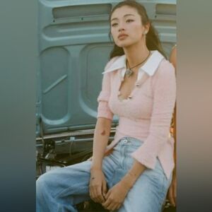 NWT Y2K collar with faux rabbit fur top